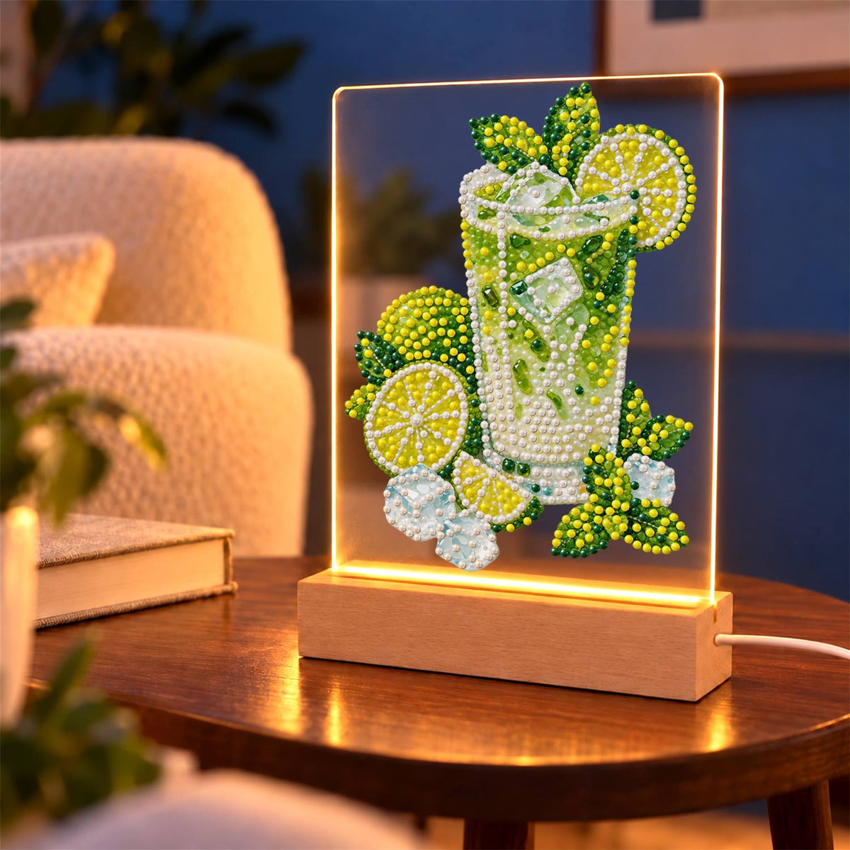 Lime Mojito with Fresh Mint (Light-Up Pearl Painting)