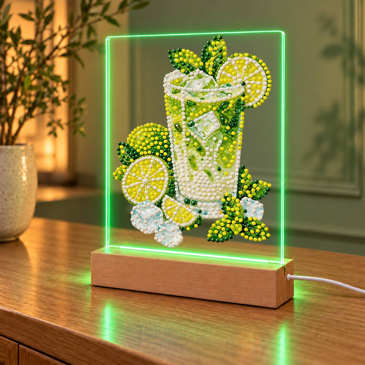 Lime Mojito with Fresh Mint (Light-Up Pearl Painting)