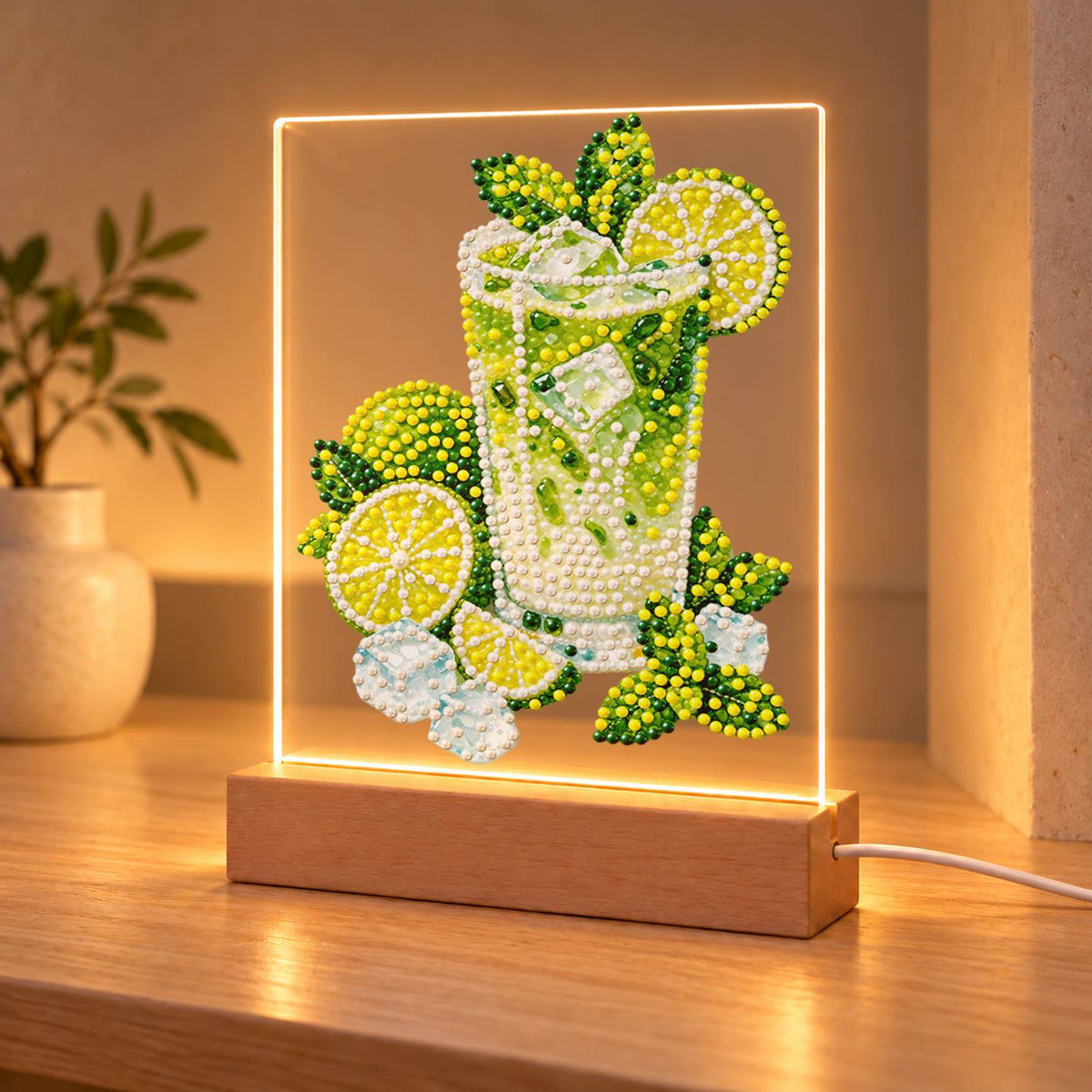 Lime Mojito with Fresh Mint (Light-Up Pearl Painting)