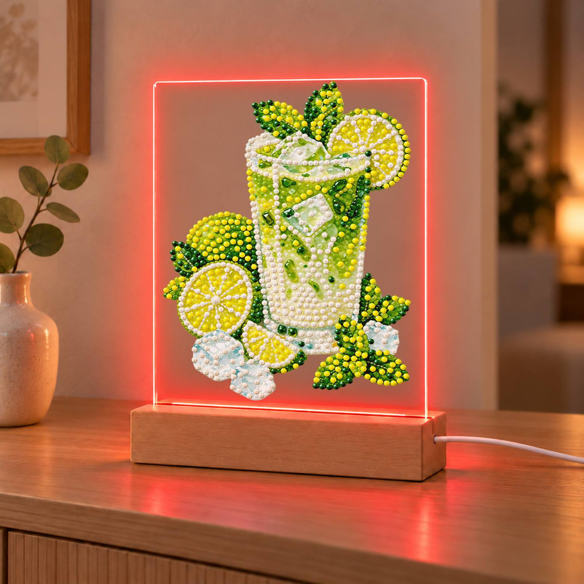 Lime Mojito with Fresh Mint (Light-Up Pearl Painting)