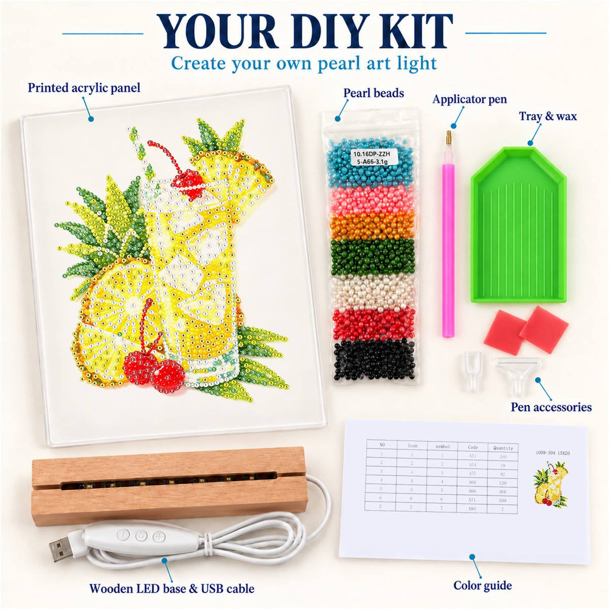 Pineapple Lemonade with Cherries (Light-Up Pearl Painting)