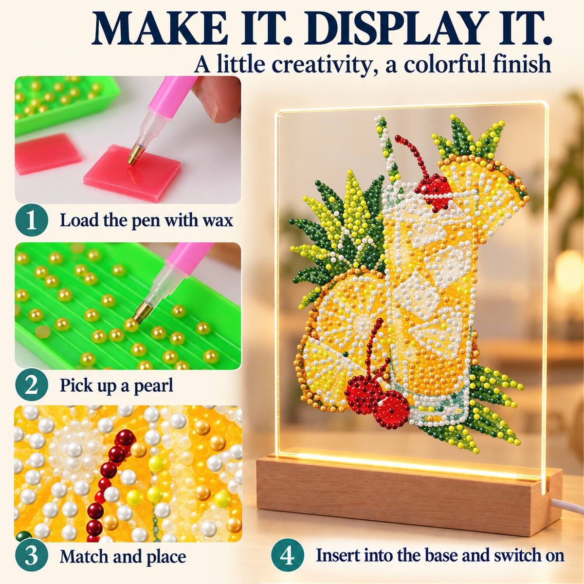 Pineapple Lemonade with Cherries (Light-Up Pearl Painting)