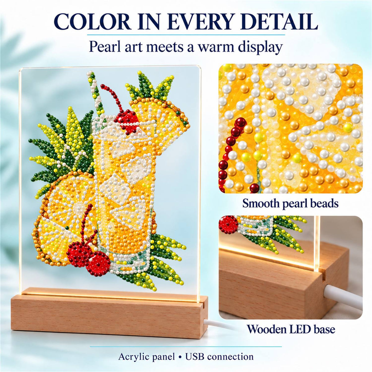 Pineapple Lemonade with Cherries (Light-Up Pearl Painting)
