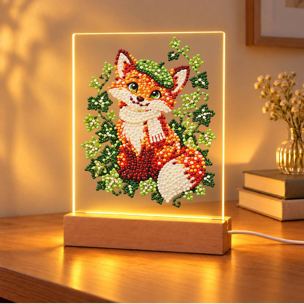 Fox in a Green Beret (Light-Up Pearl Painting)