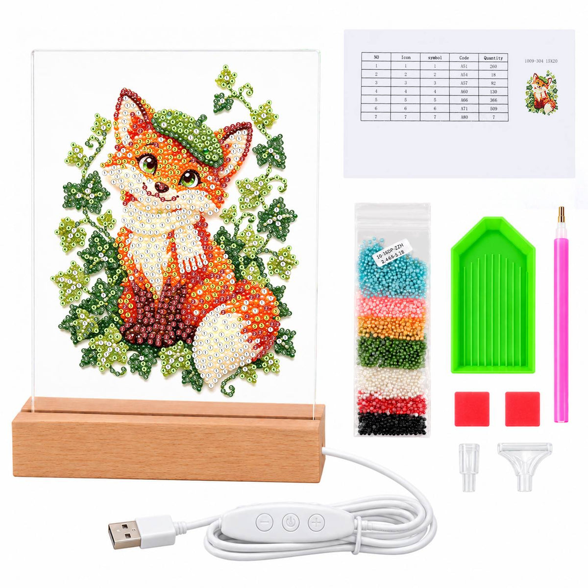 Fox in a Green Beret (Light-Up Pearl Painting)