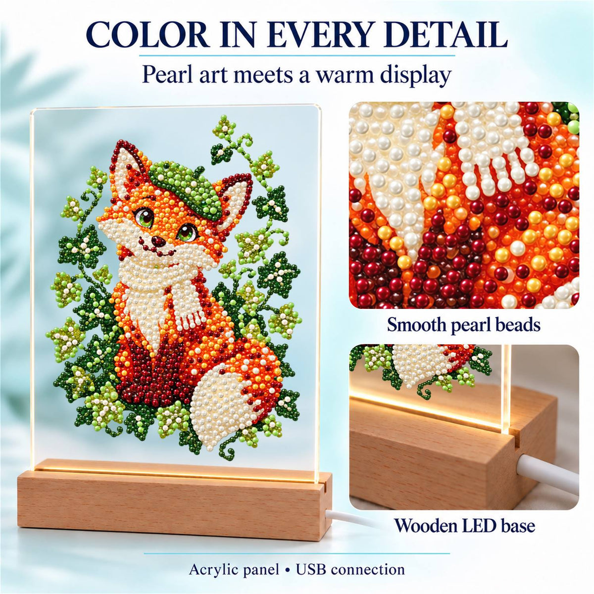 Fox in a Green Beret (Light-Up Pearl Painting)