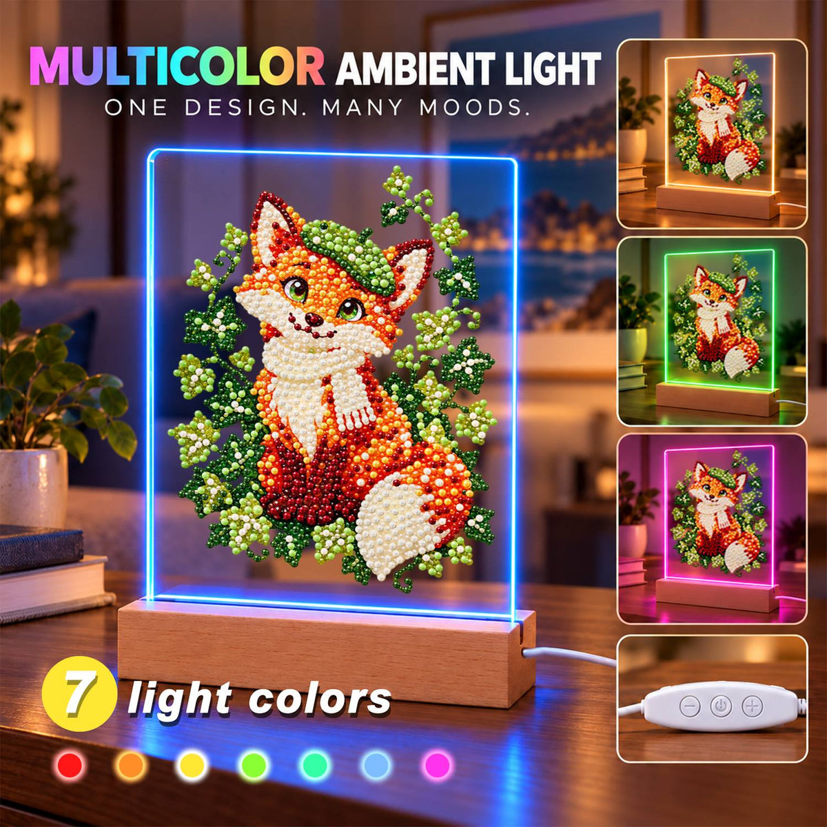 Fox in a Green Beret (Light-Up Pearl Painting)
