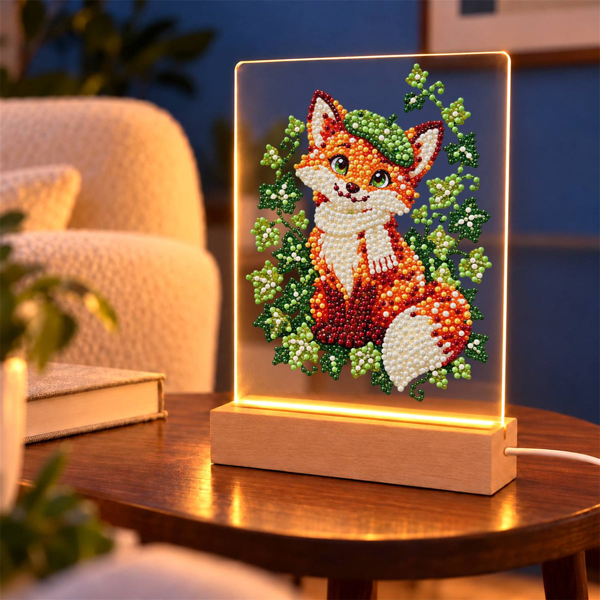 Fox in a Green Beret (Light-Up Pearl Painting)