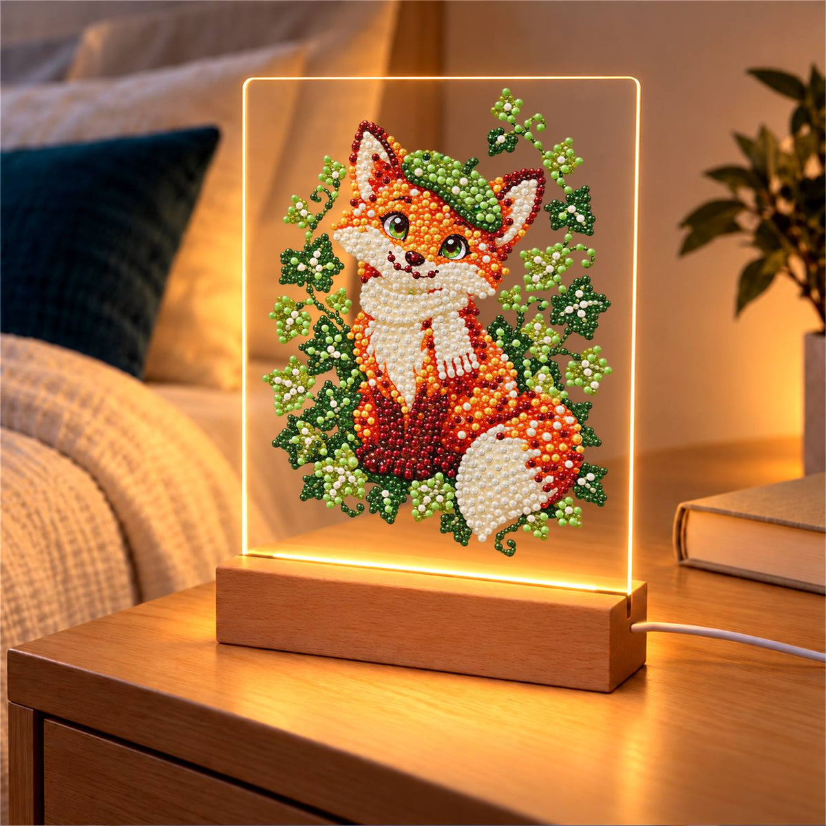 Fox in a Green Beret (Light-Up Pearl Painting)