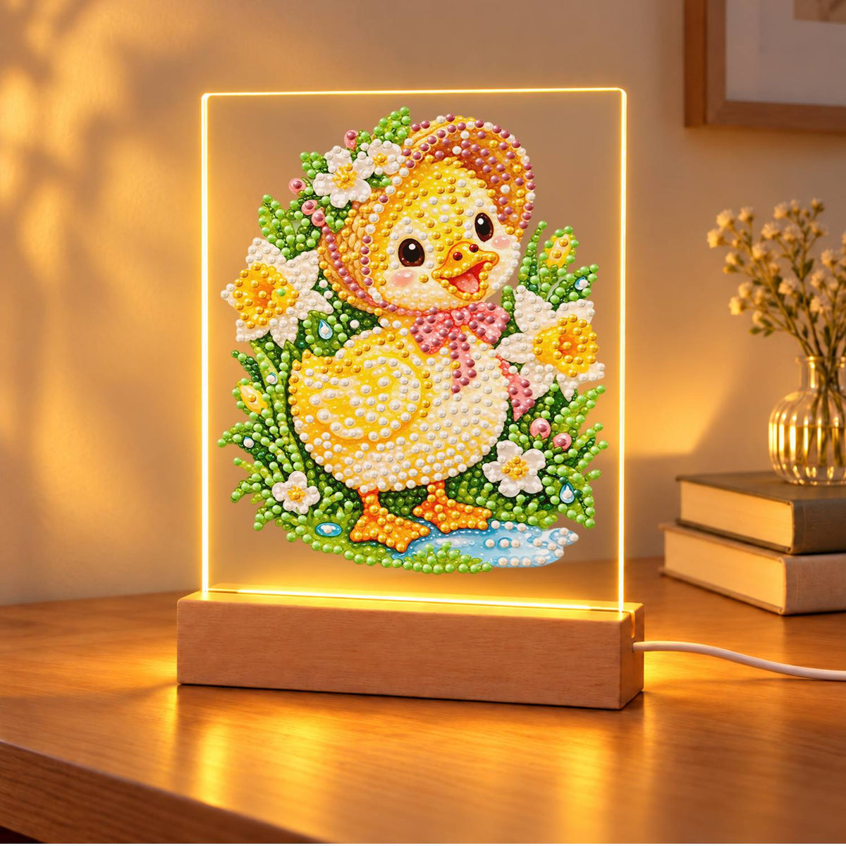 Duckling in a Spring Bonnet (Light-Up Pearl Painting)