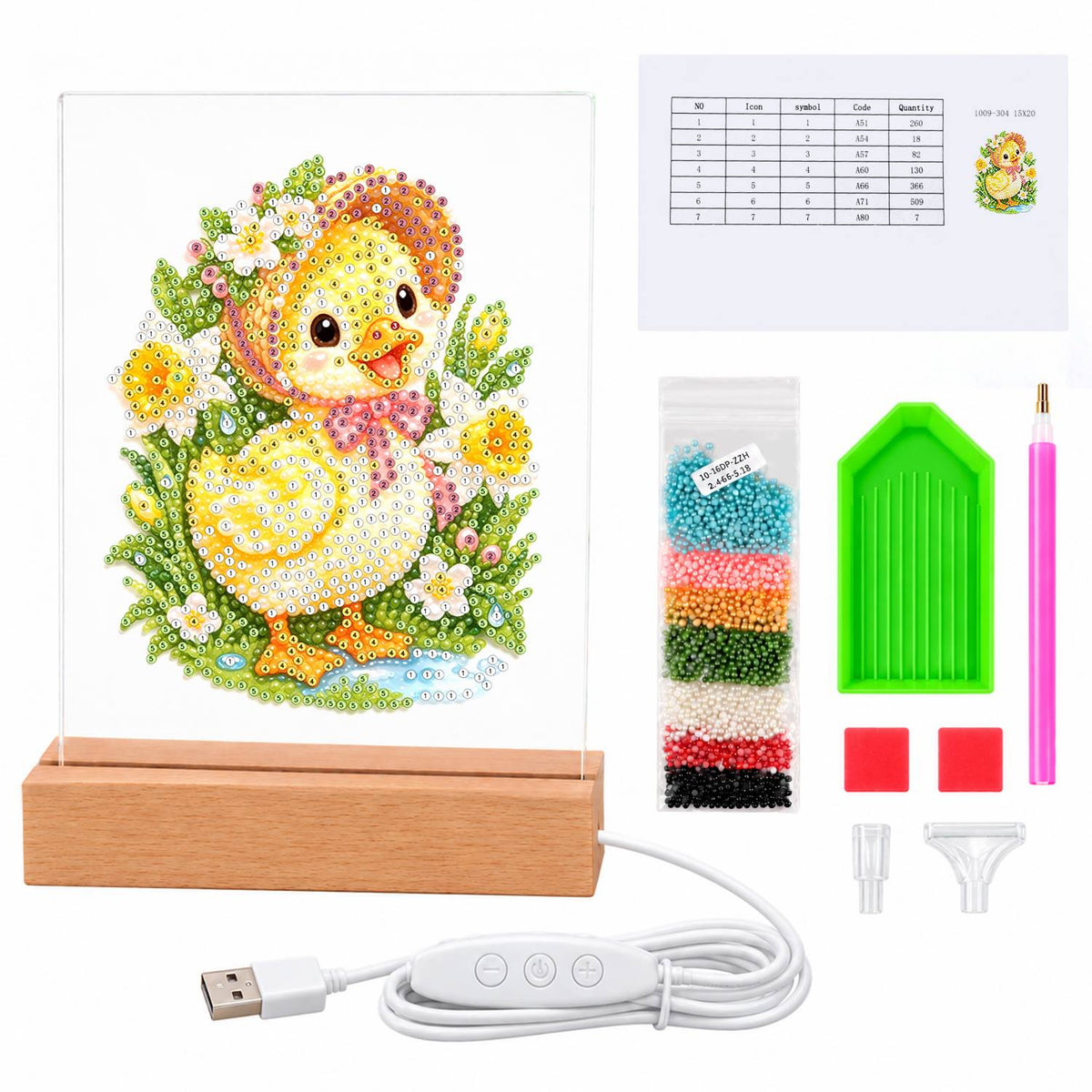 Duckling in a Spring Bonnet (Light-Up Pearl Painting)