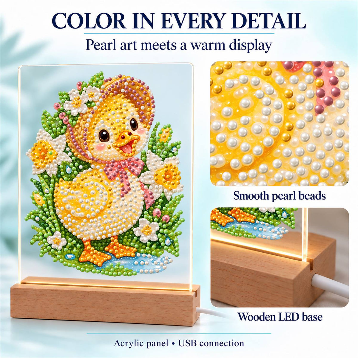 Duckling in a Spring Bonnet (Light-Up Pearl Painting)