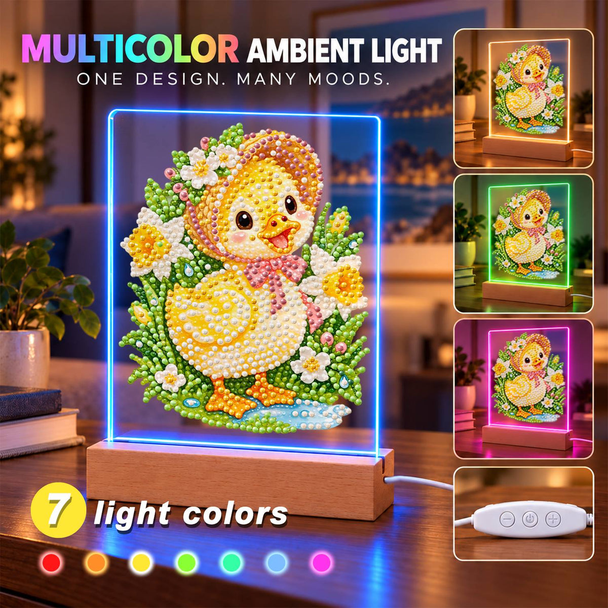 Duckling in a Spring Bonnet (Light-Up Pearl Painting)
