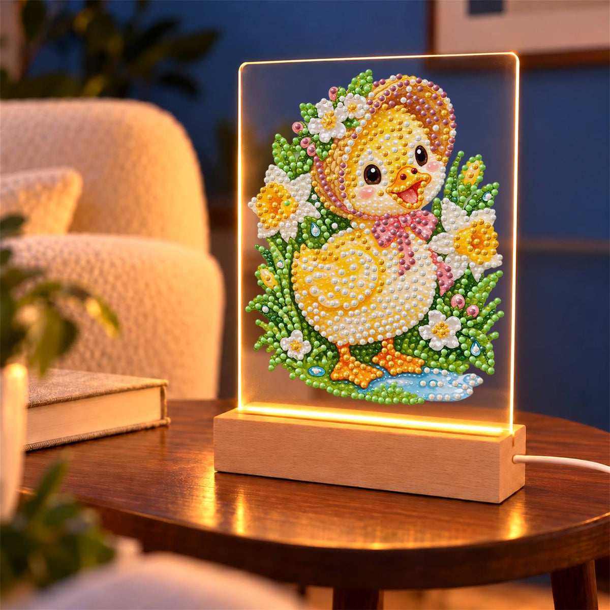 Duckling in a Spring Bonnet (Light-Up Pearl Painting)