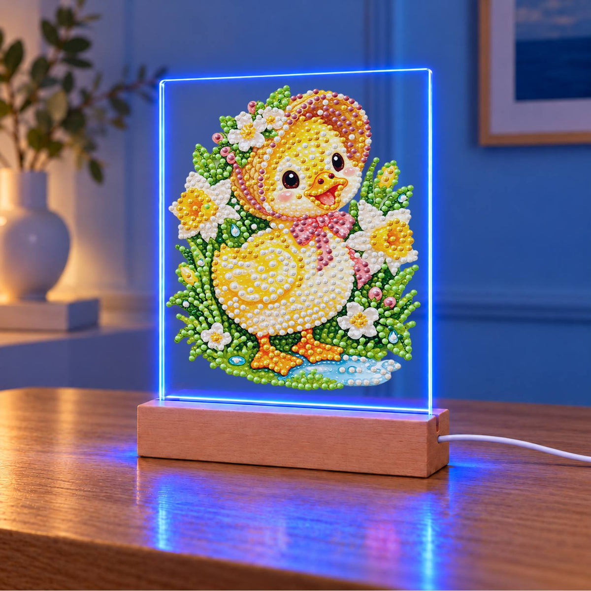 Duckling in a Spring Bonnet (Light-Up Pearl Painting)