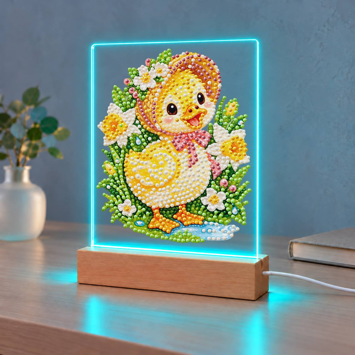 Duckling in a Spring Bonnet (Light-Up Pearl Painting)