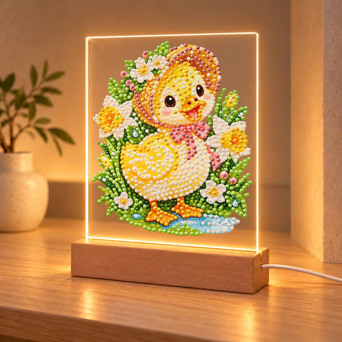 Duckling in a Spring Bonnet (Light-Up Pearl Painting)