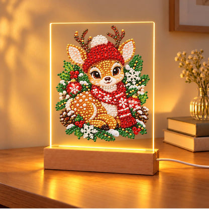 Fawn in a Red Nordic Scarf (Light-Up Pearl Painting)