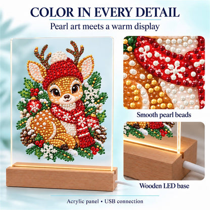 Fawn in a Red Nordic Scarf (Light-Up Pearl Painting)