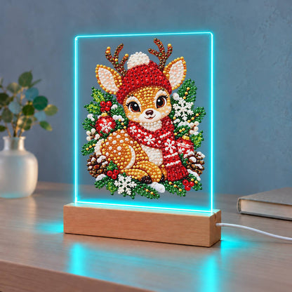 Fawn in a Red Nordic Scarf (Light-Up Pearl Painting)