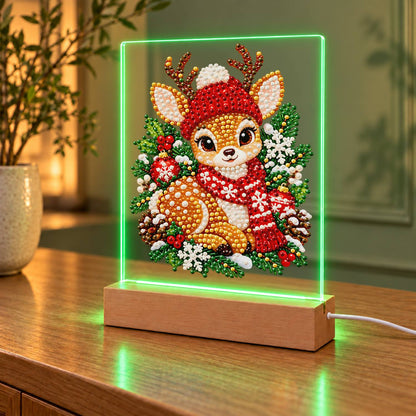 Fawn in a Red Nordic Scarf (Light-Up Pearl Painting)