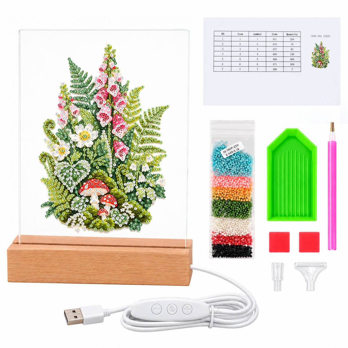 Foxgloves, Ferns and Toadstools (Light-Up Pearl Painting)