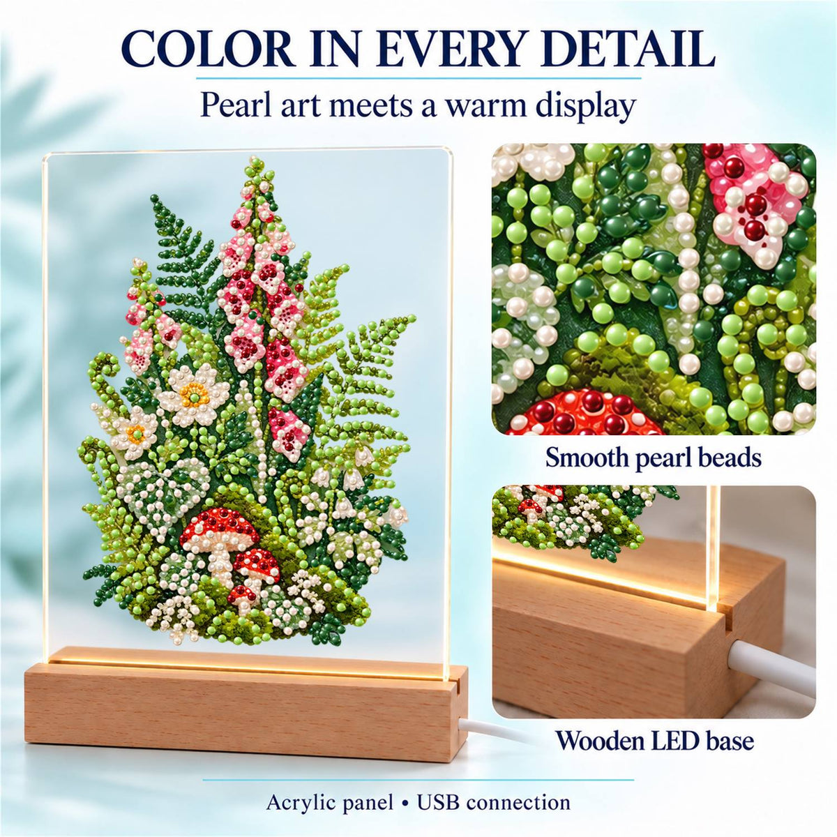 Foxgloves, Ferns and Toadstools (Light-Up Pearl Painting)