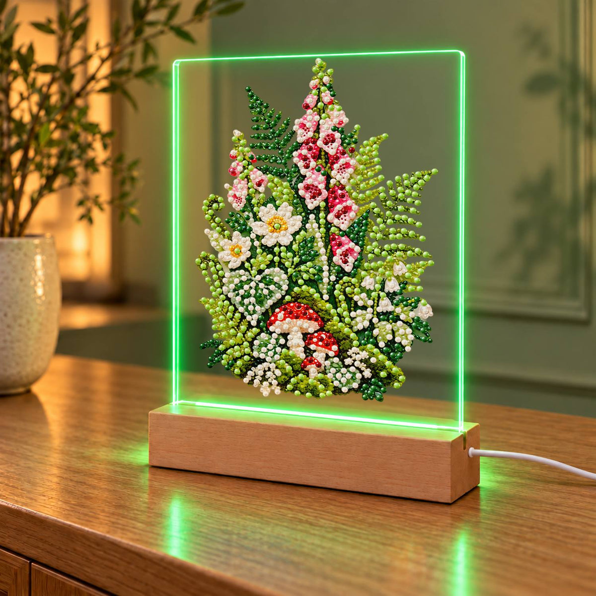 Foxgloves, Ferns and Toadstools (Light-Up Pearl Painting)