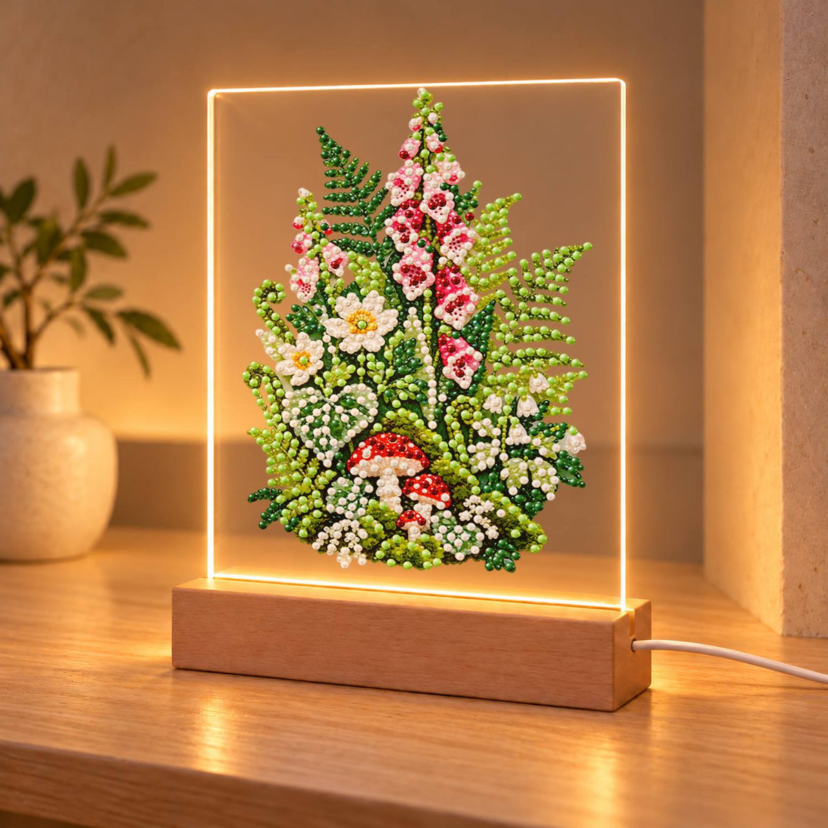 Foxgloves, Ferns and Toadstools (Light-Up Pearl Painting)