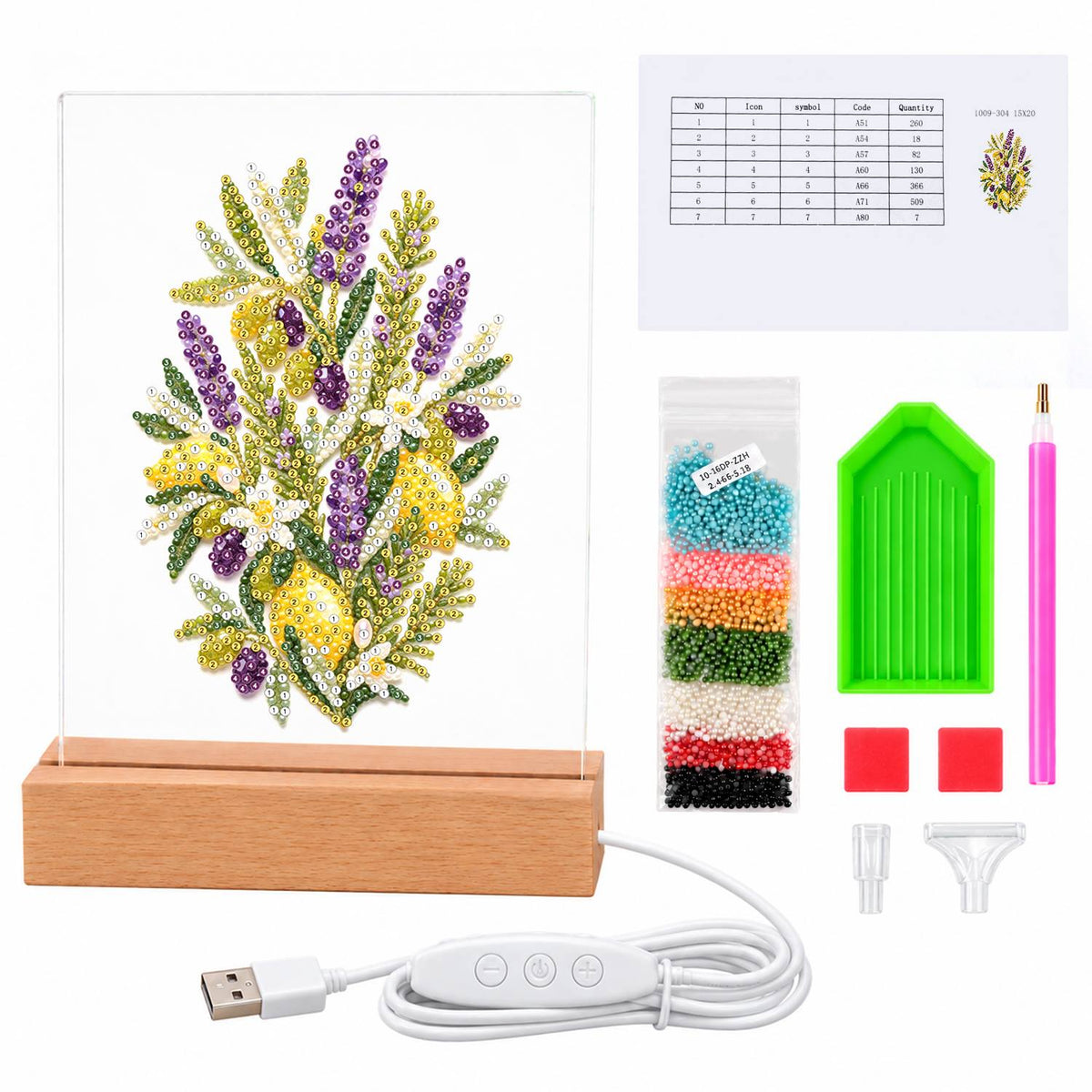 Lavender and Lemon Sprigs (Light-Up Pearl Painting)