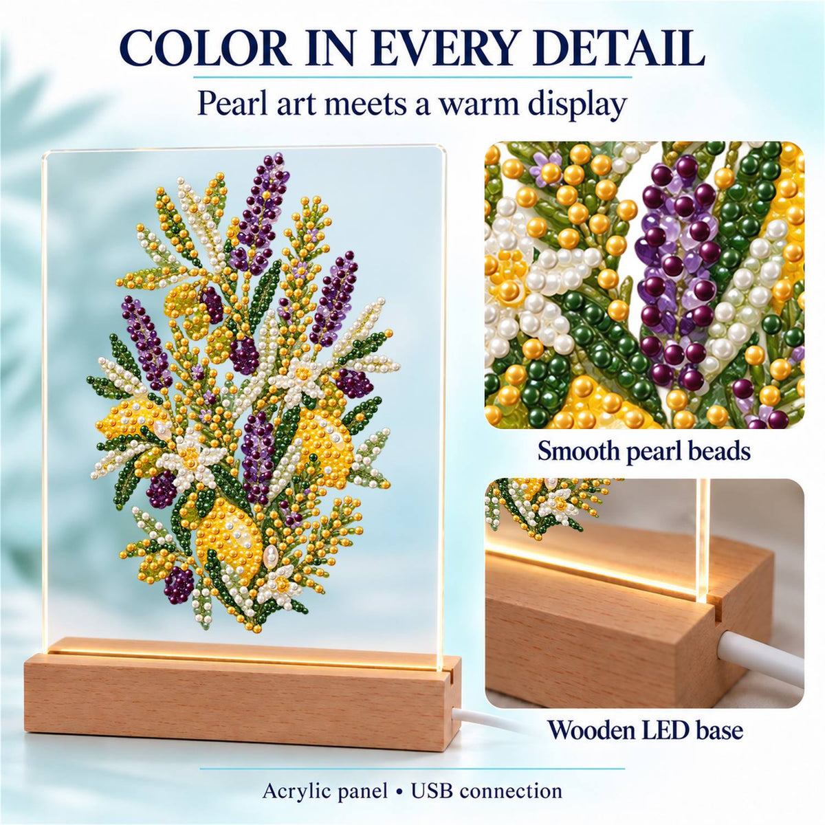 Lavender and Lemon Sprigs (Light-Up Pearl Painting)