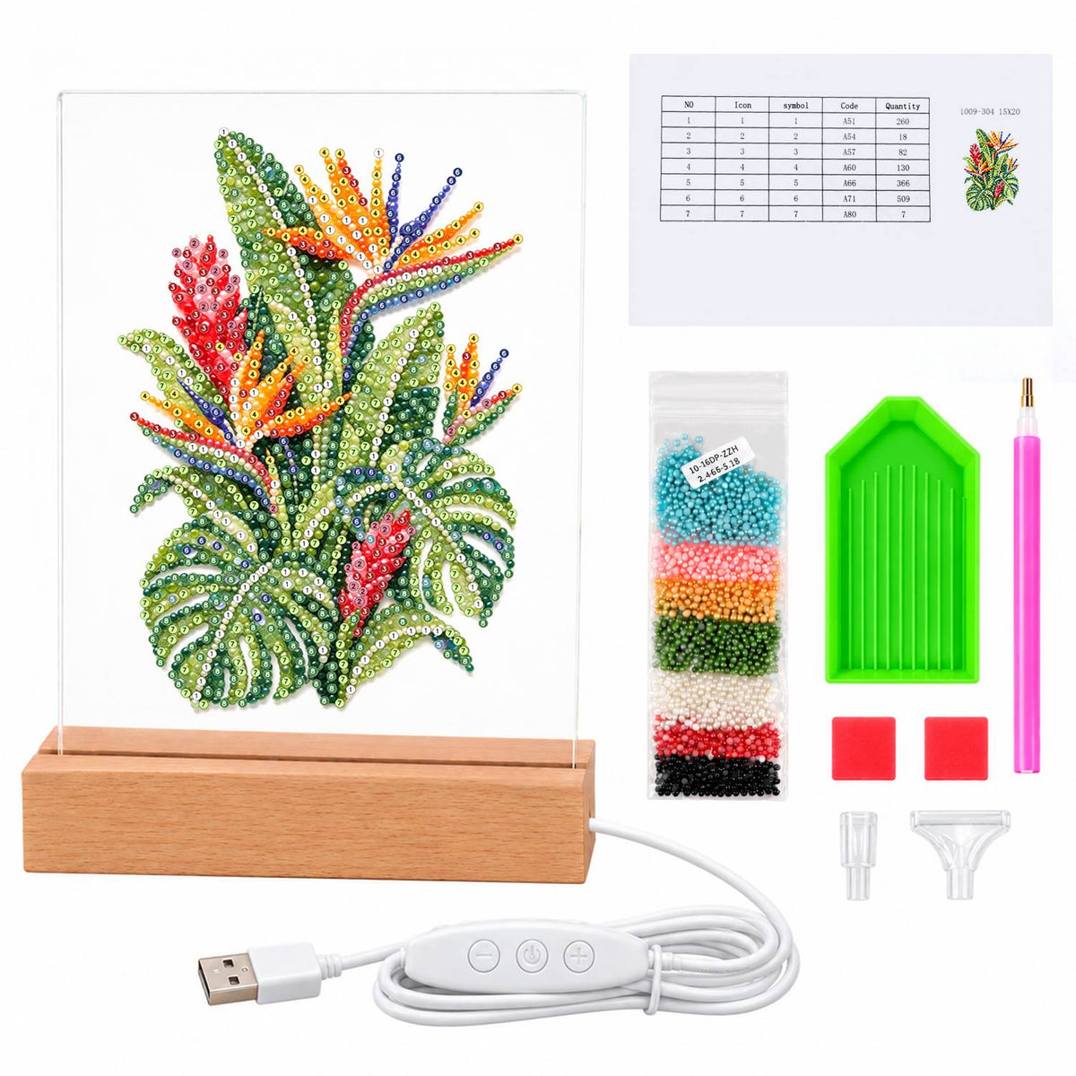 Bird of Paradise and Monstera (Light-Up Pearl Painting)