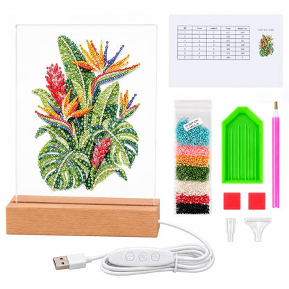 Bird of Paradise and Monstera (Light-Up Pearl Painting)