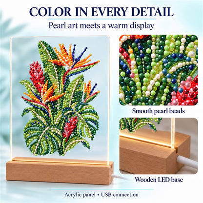 Bird of Paradise and Monstera (Light-Up Pearl Painting)