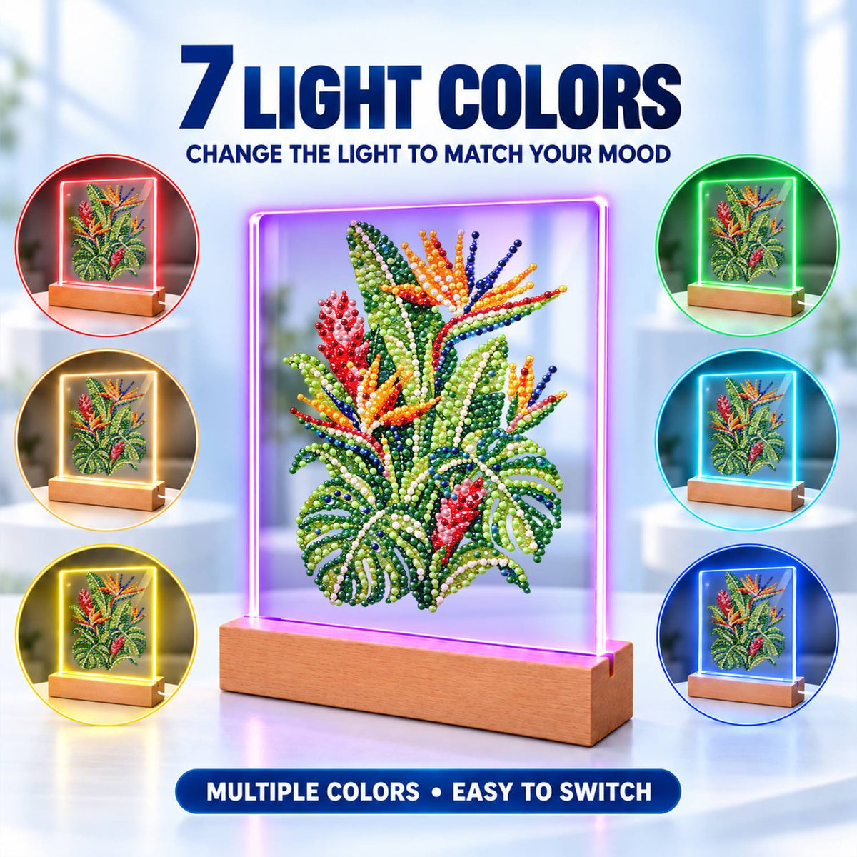 Bird of Paradise and Monstera (Light-Up Pearl Painting)