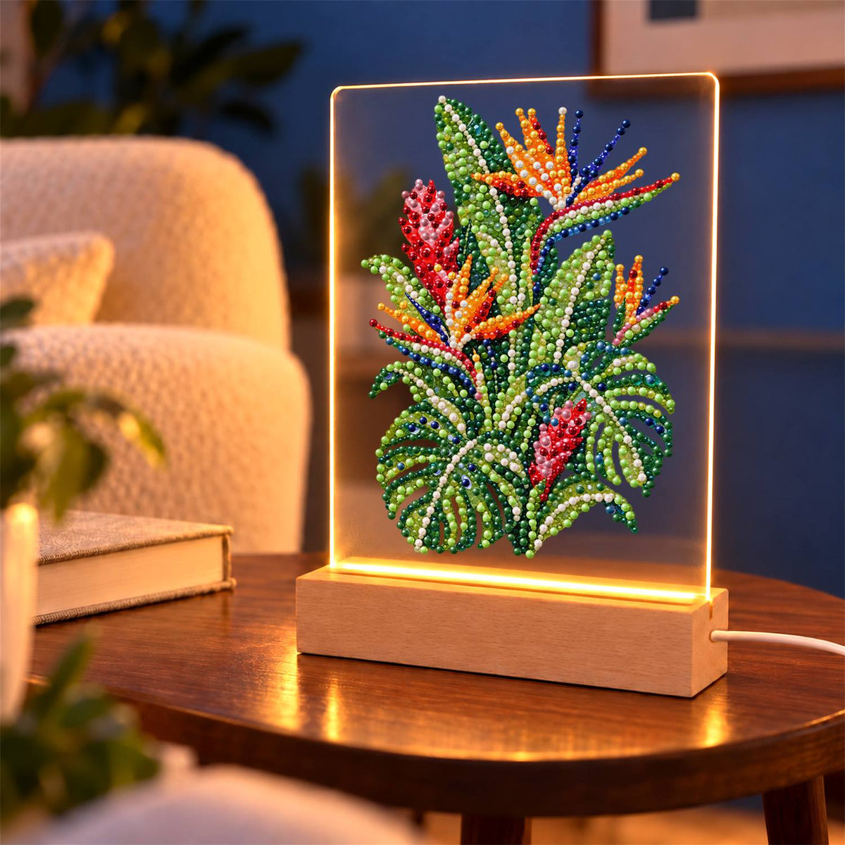 Bird of Paradise and Monstera (Light-Up Pearl Painting)
