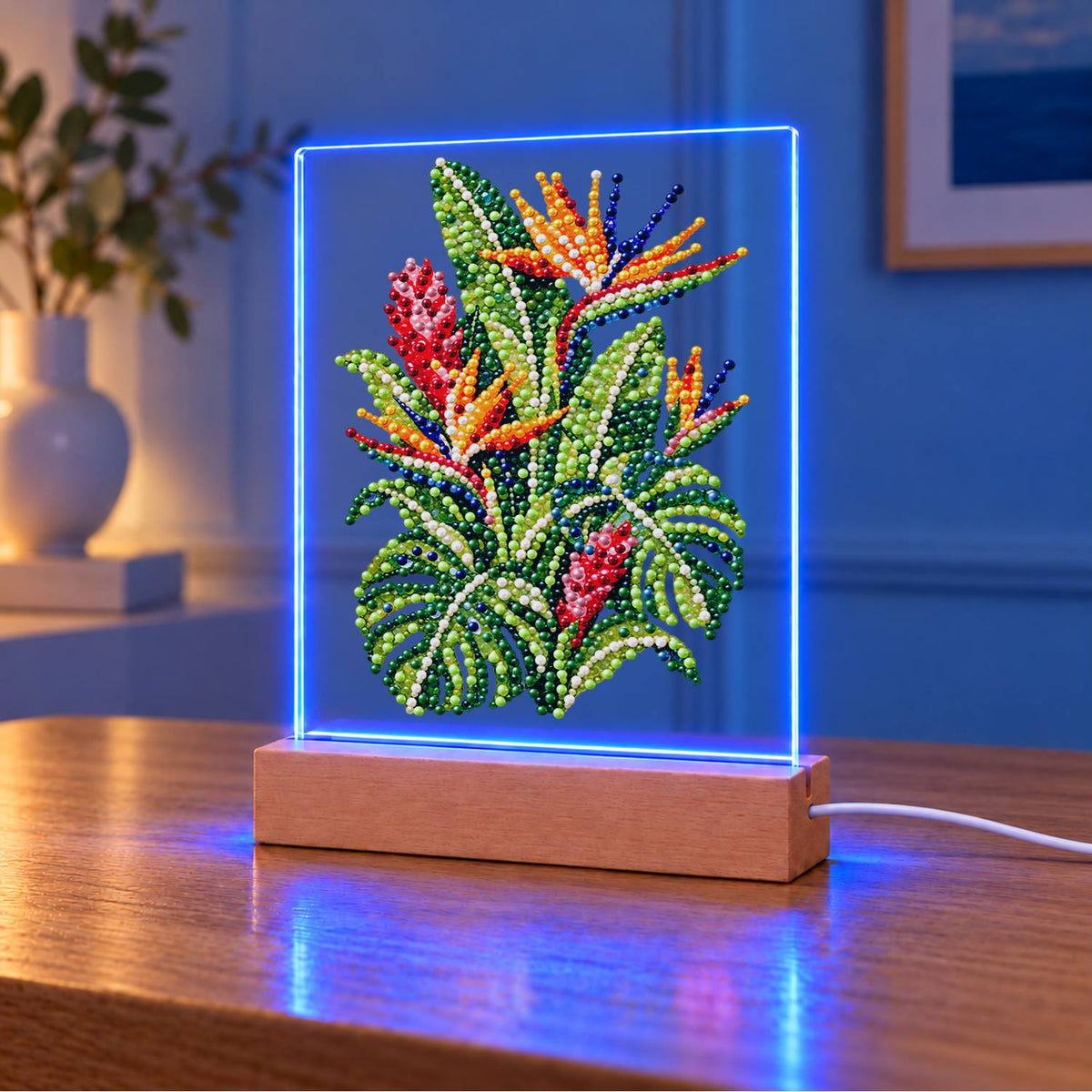 Bird of Paradise and Monstera (Light-Up Pearl Painting)