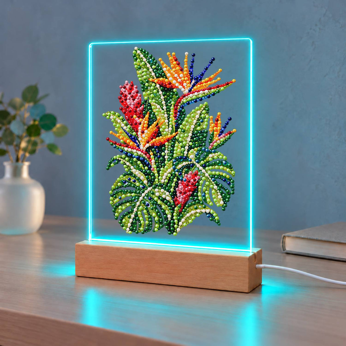 Bird of Paradise and Monstera (Light-Up Pearl Painting)