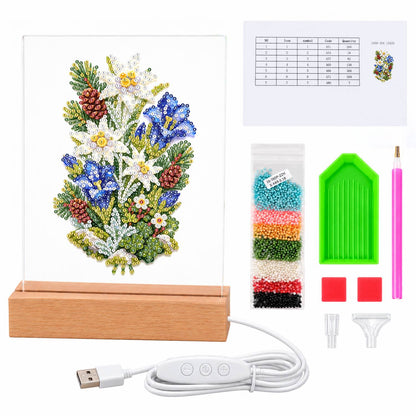 Edelweiss and Blue Gentians (Light-Up Pearl Painting)