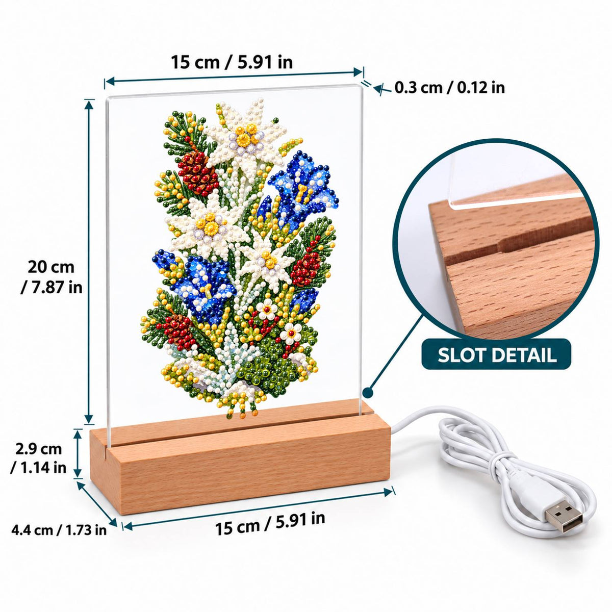 Edelweiss and Blue Gentians (Light-Up Pearl Painting)