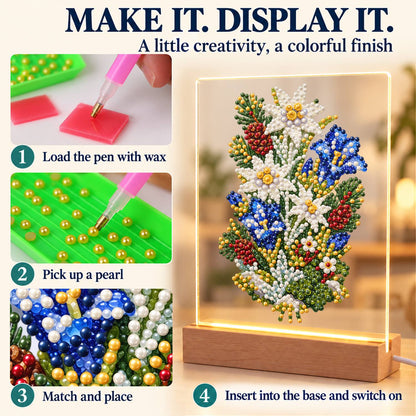Edelweiss and Blue Gentians (Light-Up Pearl Painting)