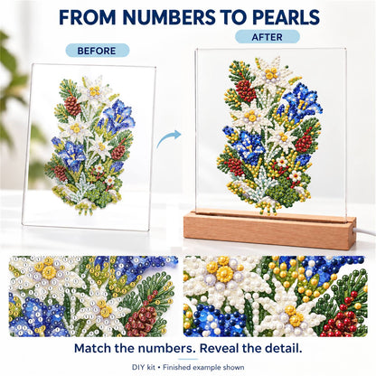 Edelweiss and Blue Gentians (Light-Up Pearl Painting)