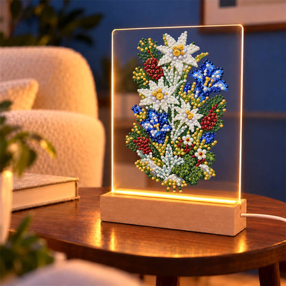 Edelweiss and Blue Gentians (Light-Up Pearl Painting)