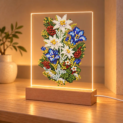 Edelweiss and Blue Gentians (Light-Up Pearl Painting)