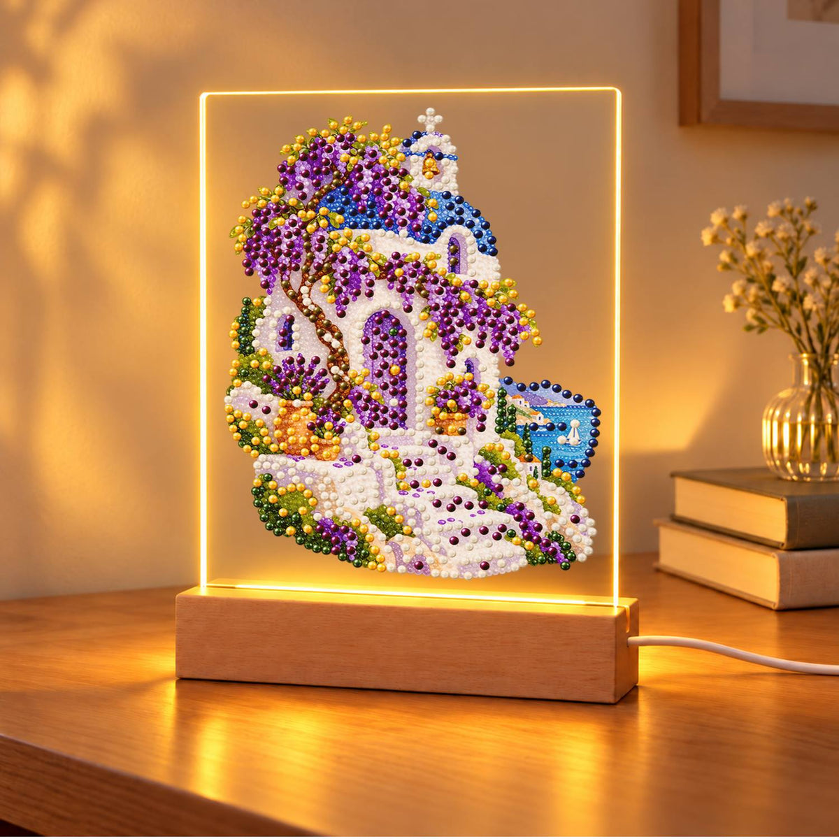 Whitewashed Steps Under Wisteria (Light-Up Pearl Painting)