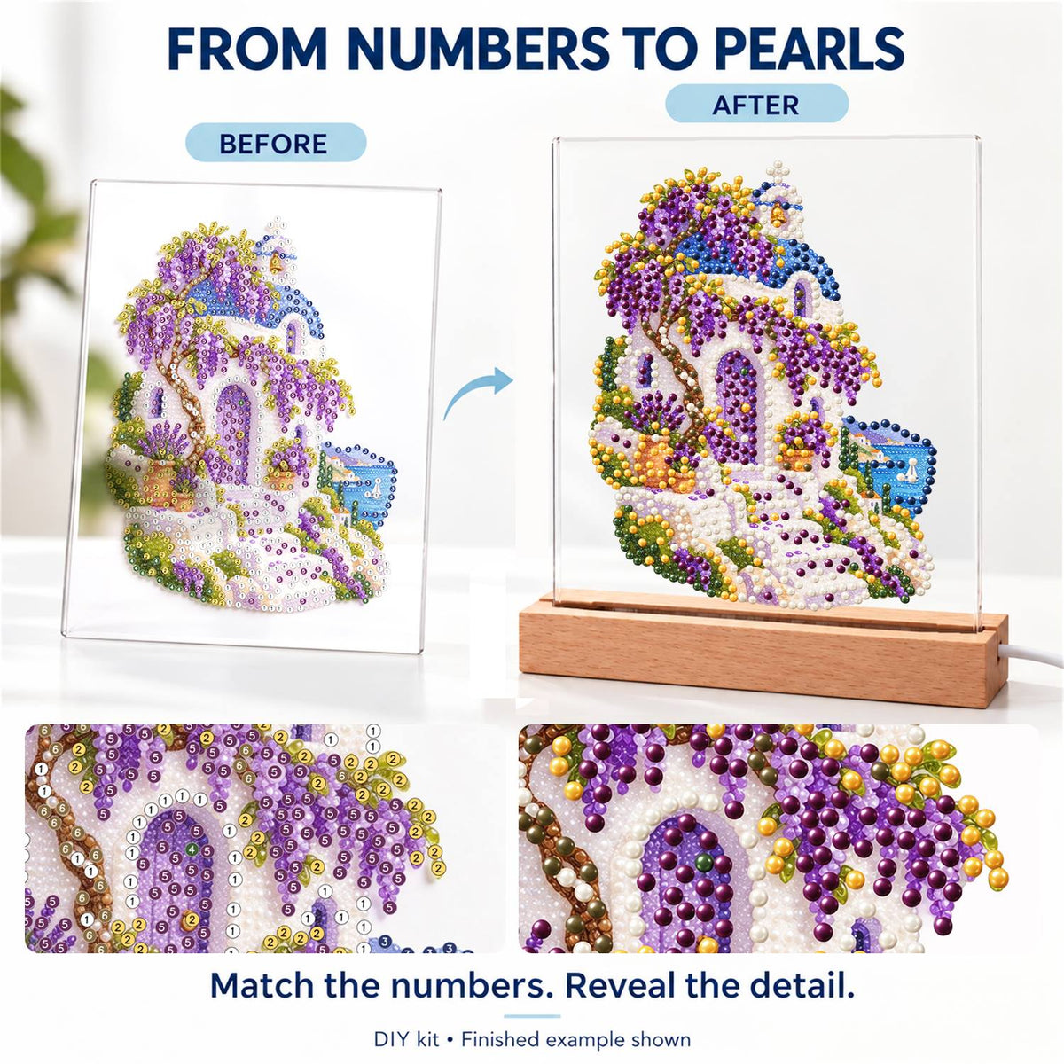 Whitewashed Steps Under Wisteria (Light-Up Pearl Painting)