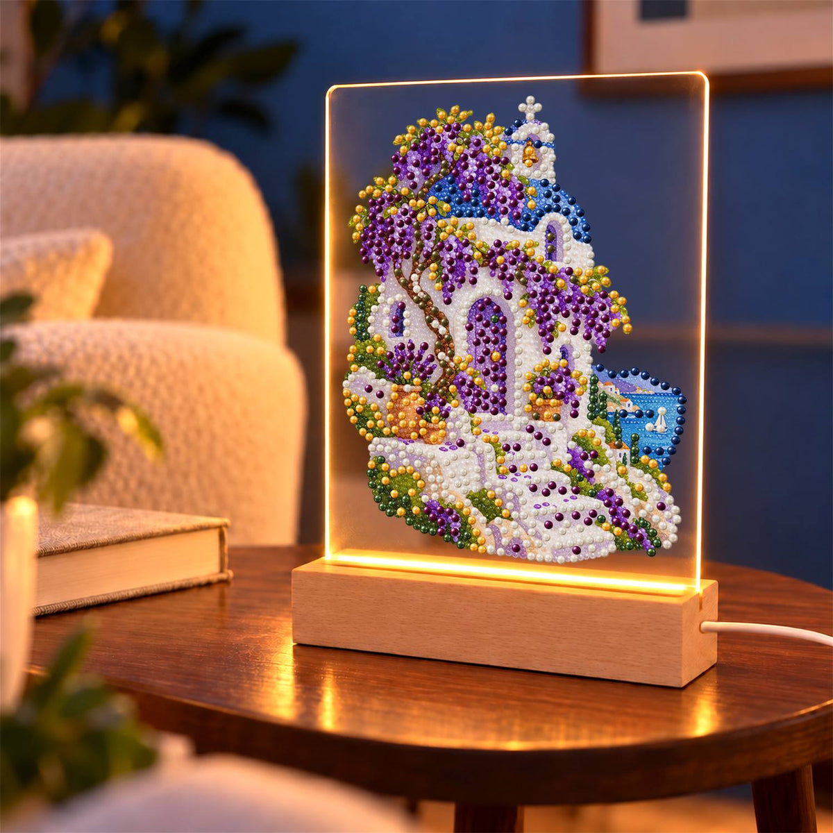 Whitewashed Steps Under Wisteria (Light-Up Pearl Painting)