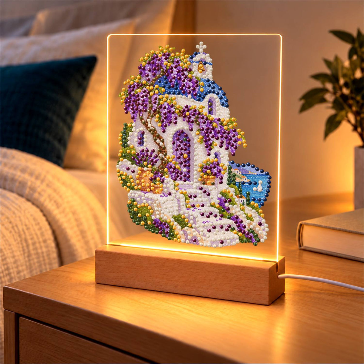 Whitewashed Steps Under Wisteria (Light-Up Pearl Painting)