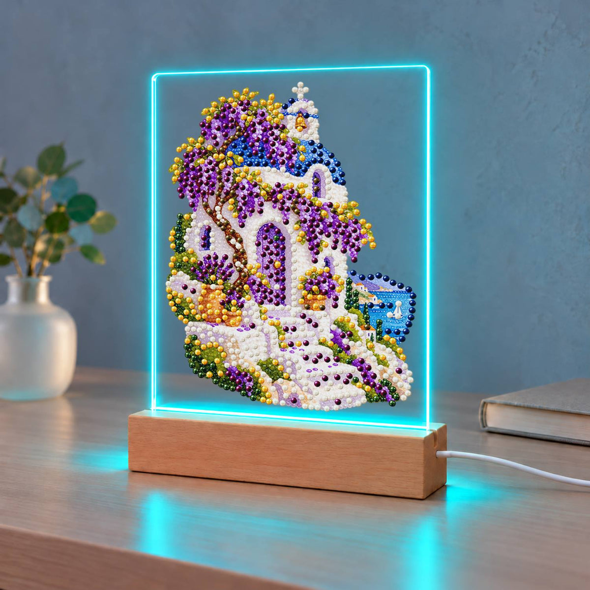 Whitewashed Steps Under Wisteria (Light-Up Pearl Painting)