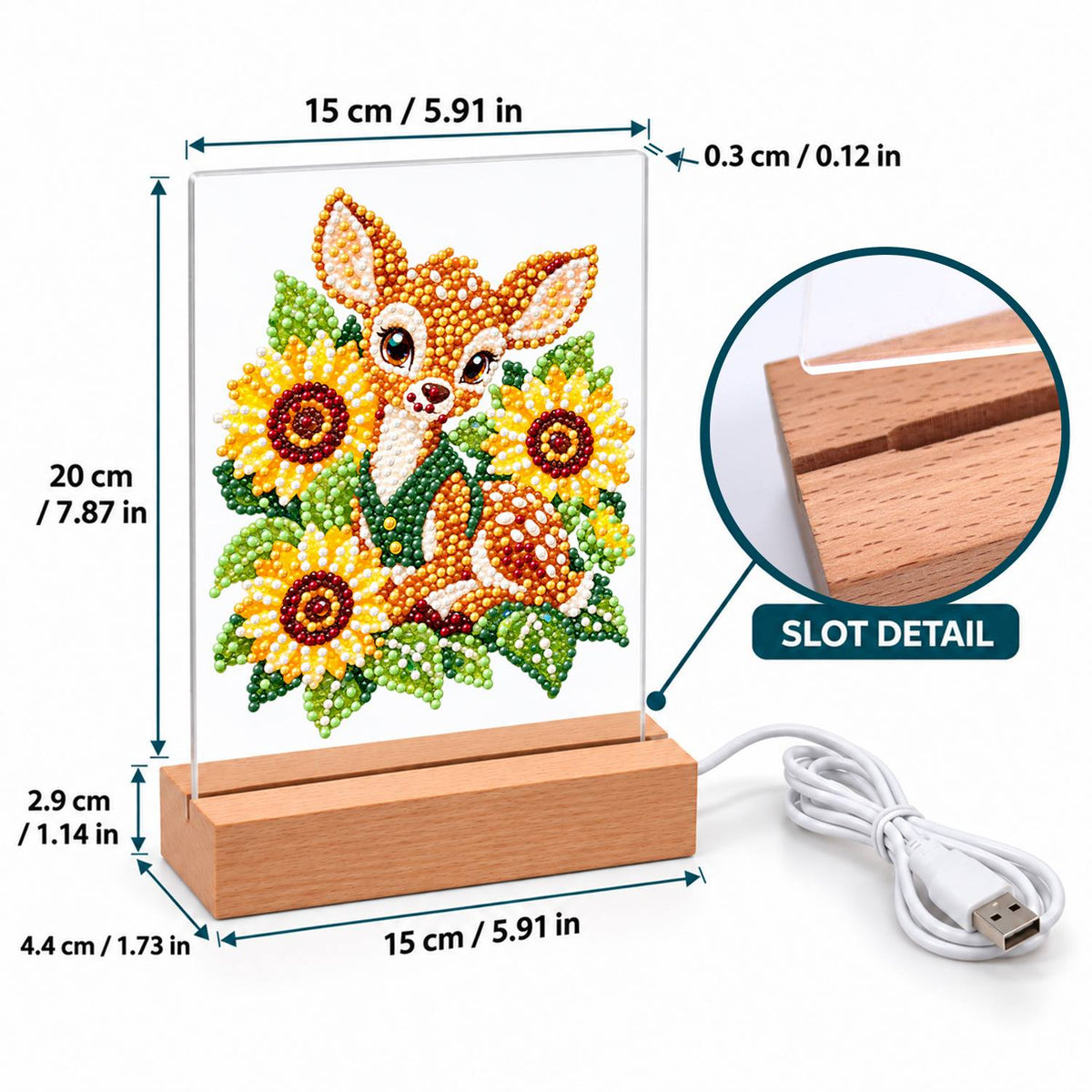 Fawn Nestled in Sunflowers (Light-Up Pearl Painting)